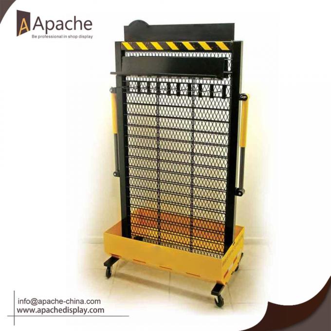 Triangle Mobile Display Stand Gridwall Display Rack With Wheels