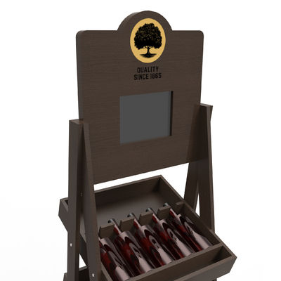 SGS Wooden Retail Display Stands Gin Display Stand With LCD Screen