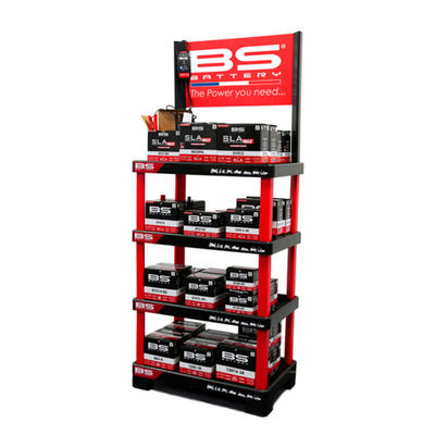 4 Tier Car Battery Display Rack Metal Lithium Battery Rack Display For Retail Store