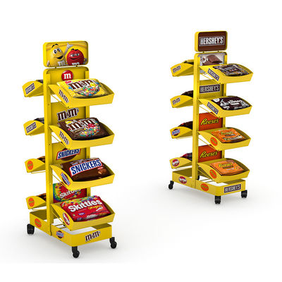 Double Sided Candy Stand Display Metal Wire Display Racks With Adjustable Trays