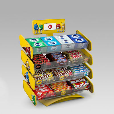 Candy Point Of Sales Displays Store Snack Display Rack With Removable Metal Trays
