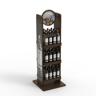 Customizable Red Wine And Beverage Wooden Three Layer Display Rack For Store Use