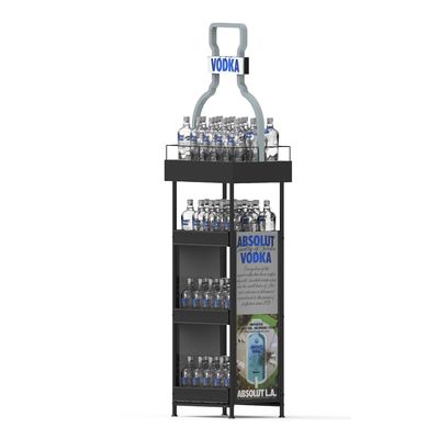 Customizable Metal 4-Layer Laminated Whiskey Display Rack Suitable For Stores