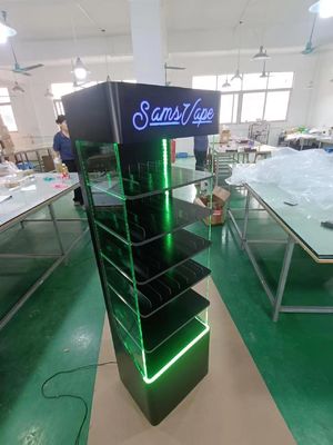 Floor Mounted Top Acrylic Display Rack LED Display Stand For Electronic Products