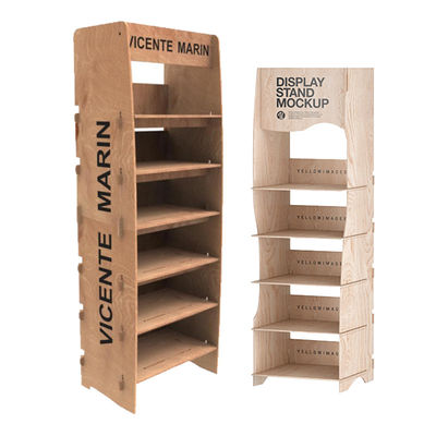 Bevis Modern 4-Layer Removable Wooden Plywood Display Racks Floor Stand for Supermarket Store Display Packaged in Carton