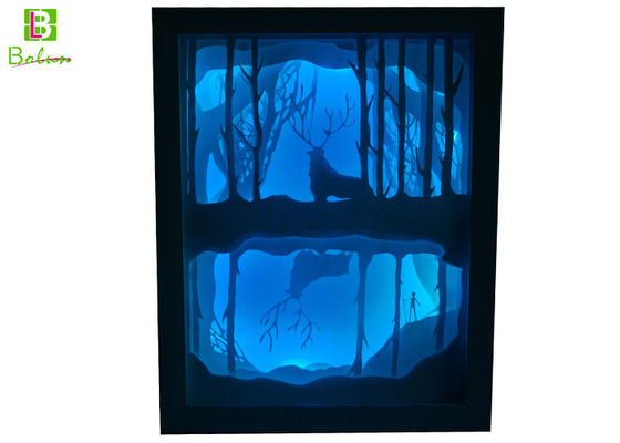 China Drawing  Backlit Paper Cut Box  LED system  Polystyrene Deep Woods Deer supplier