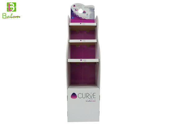 White Cardboard Display Fixtures  , 3 Tier cardboard display shelves For Cosmetic supplier