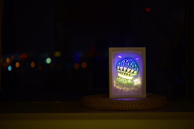 3d Cube Shadow Box Night Light Theme Ocean With LED Music System