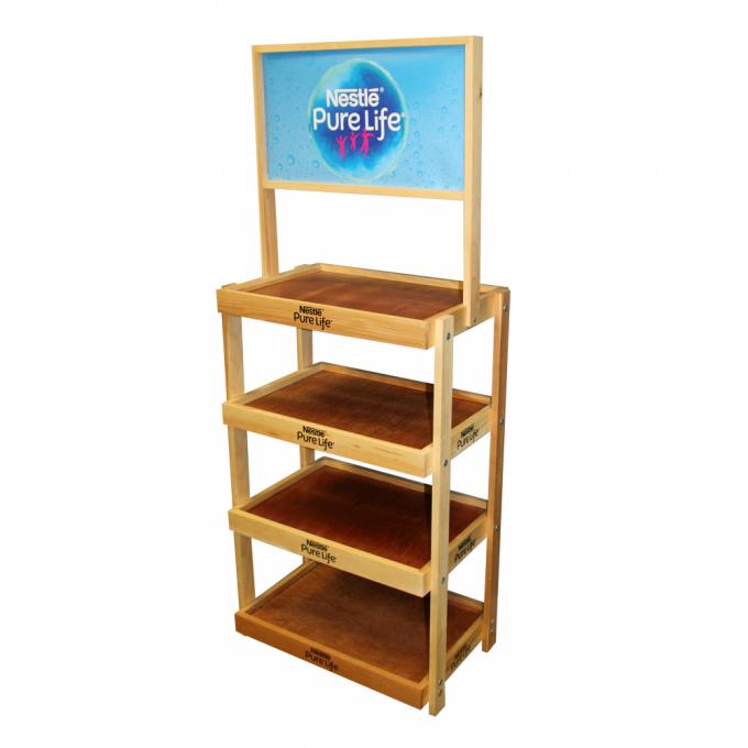Supermarket Wood Display Rack For Facial Cleanser Skin Care Product 2