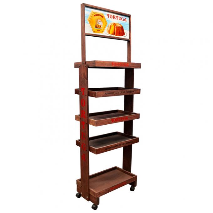 Supermarket Wood Display Rack For Facial Cleanser Skin Care Product 4