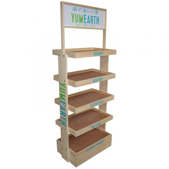 Supermarket Wood Display Rack For Facial Cleanser Skin Care Product 3
