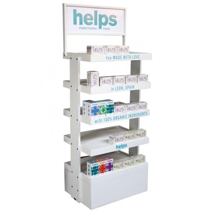 Supermarket Wood Display Rack For Facial Cleanser Skin Care Product 6