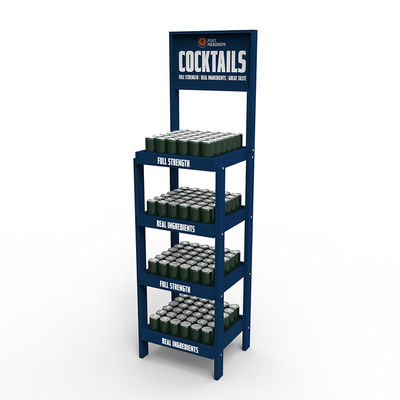 Pine Wood  5 Layers Cocktail Display Stand Display Rack with Wheels for Wine Store