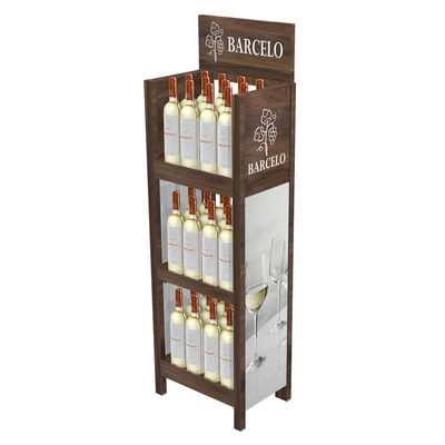 Customized Wooden Display Rack Wooden Barcadi Display Stand Rum Retailing Idea for Retail Store