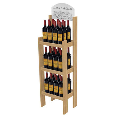 Customized Wooden Display Rack Wooden Barcadi Display Stand Rum Retailing Idea for Retail Store