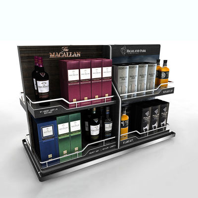 Single Sided Wine Display Stand Countertop Display Steel Rack Beverage Dispenser