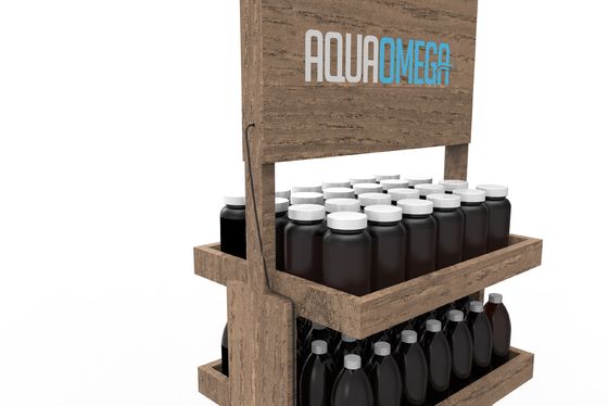 Beverage Bottle Wood Display Stand Beer Display Stand For Grocery Store