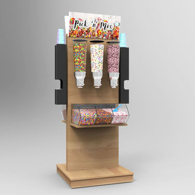 Free Standing Wooden Candy Dispenser Display Stand for Snack Store