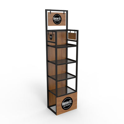 Retail Store Bread Display Stand Floor Standing Display Unit With Custom Logo