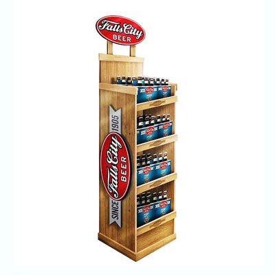 POP Coffee Display Stand Wooden Coffee Shelf Display With Lid For Canned Coffee