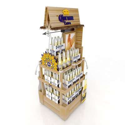 Customized Double Sided Display Rack Stable Diy Wood Wine Rack Supermarket Beer Bottle