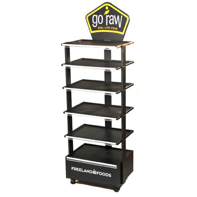 6 Layers Freestanding Display Stand Wood Food Display Stands For Food Store