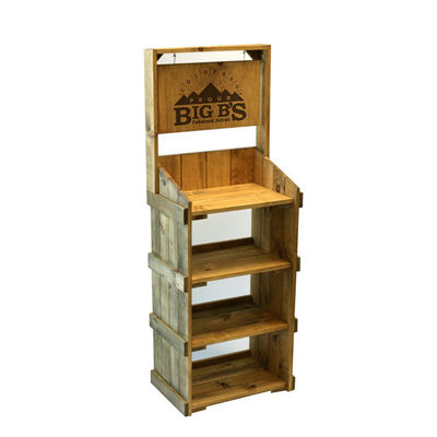 Classical Wine Display Stand Wooden Display Shelf Beverage Juice Stand For Supermarket