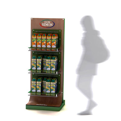 Box Beverages Floor Standing Display Stands Wood Display Stand With Shelves