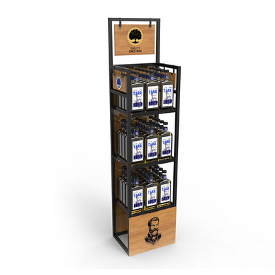 Autolift Metal Whiskey Display Stand For Supermarket