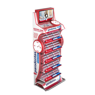 Floorstanding Cosmetic Display Stand Toothpaste Supermarket Shelf Rack With Shelves
