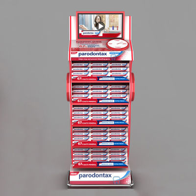 Floorstanding Cosmetic Display Stand Toothpaste Supermarket Shelf Rack With Shelves