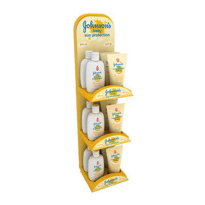 Wood Cosmetic Product Display Stands Baby Care Skin Products Display Wooden Stand