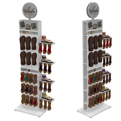 Wood Painted Shoe Display Stand Gondola Slipper Display Stand For Supermarket