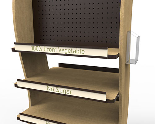 Vitamin Timber Display Stand Wooden Retail Shelving With Casters