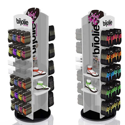 Double Sided Wooden Display Stand Sock Display Rack With Wheels For Foot Wear