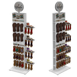Double Sided Wooden Display Stand Sock Display Rack With Wheels For Foot Wear
