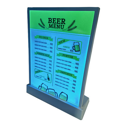A4 Size LED Menu Stand Countertop Acrylic Holder Display With 7 Colors
