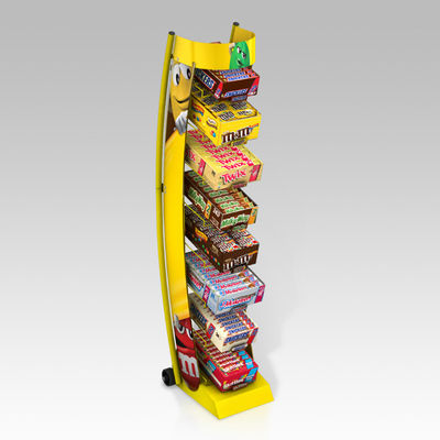 Customized Point Of Sales Displays Candy Display Rack With Adjustable Trays