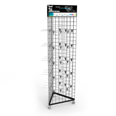 Triangle Mobile Display Stand Gridwall Display Rack With Wheels