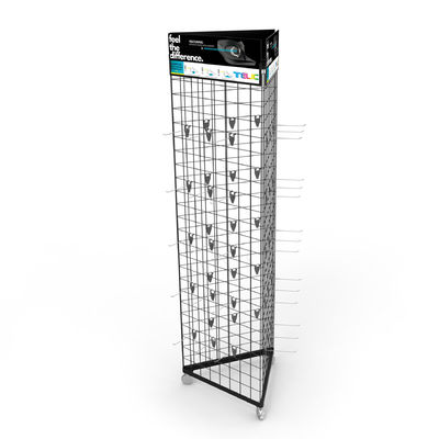 Triangle Mobile Display Stand Gridwall Display Rack With Wheels