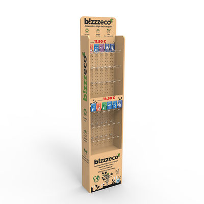 Free Standing Wood Pegboard Stand Earphone Display Stand For Retail Store