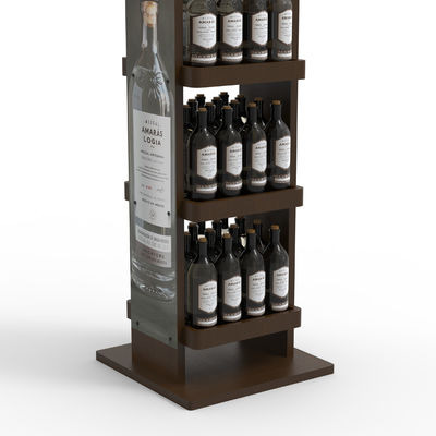Customizable Red Wine And Beverage Wooden Three-Layer Display Rack For Store Use