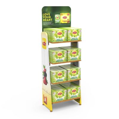 Customized Wooden Laminated Display Rack For Commercial Supermarkets Display Tea Drinks