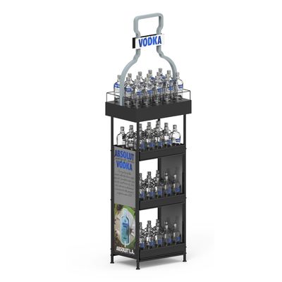 Customizable Metal 4-Layer Laminated Whiskey Display Rack Suitable For Stores