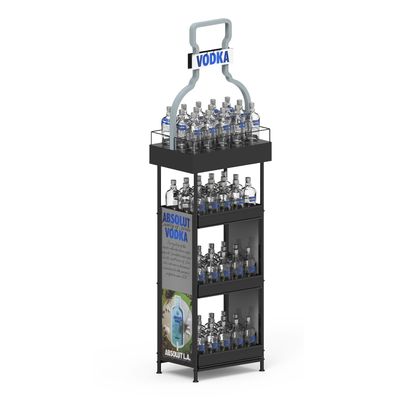 Customizable metal 4-layer laminated whiskey display rack suitable for storesCustomized Colors