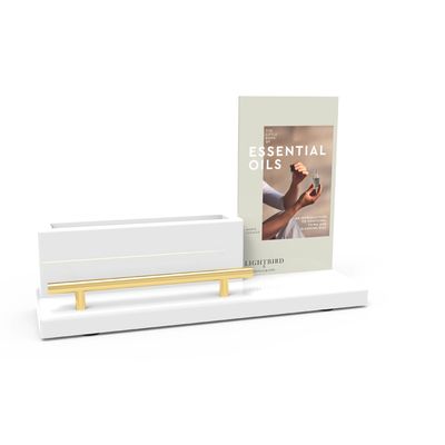 Customizable Wooden Counter Display Rack With Printed Store Logo Cosmetics Counter Display Rack