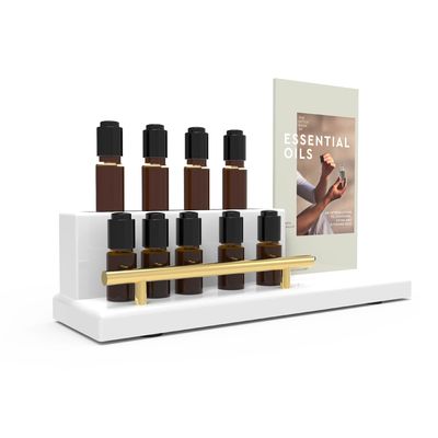 Customizable Wooden Counter Display Rack With Printed Store Logo Cosmetics Counter Display Rack