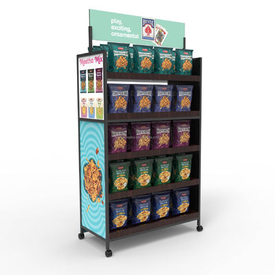 Sheet shaped snack metal display rack for food packaging suitable for supermarkets