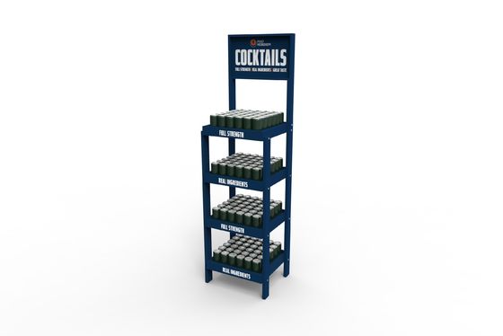 Pine Wood 5 Layers Cocktail Display Stand Display Rack with Wheels for Wine Store