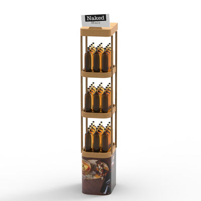 Customizable Store Floor Standing Wooden Three Layer Display Rack Shelf For Wine